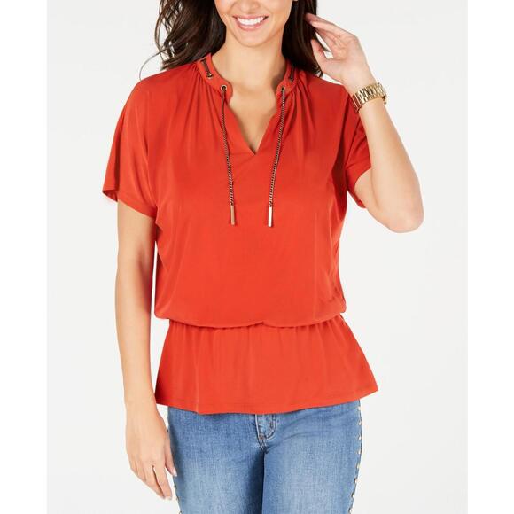 Michael Michael Kors Womens Petite Chain Embellished Blouson Top Size PS - Picture 1 of 1